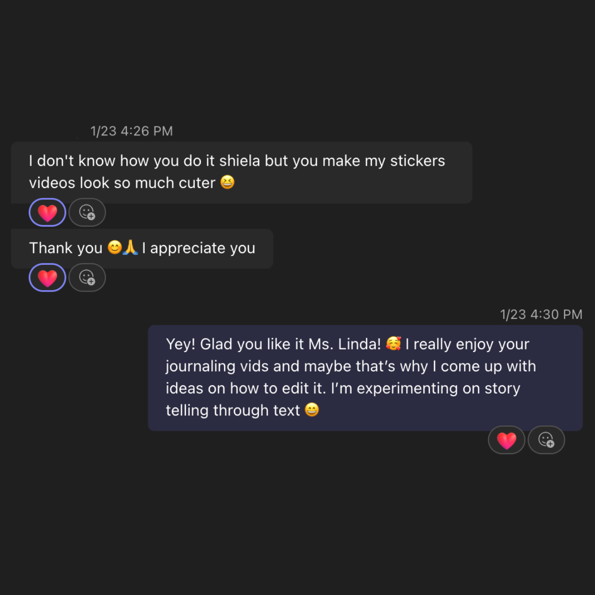 Message from Linda: I don't know how you do it Shiela but you make my stickers videos look so much cuter